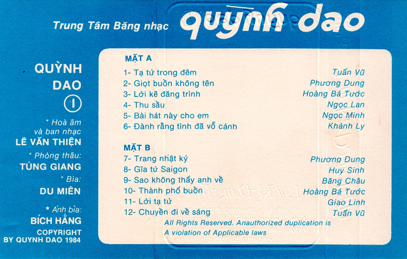Tape Quỳnh Dao 1 - Lời Kẻ Đắng Trình