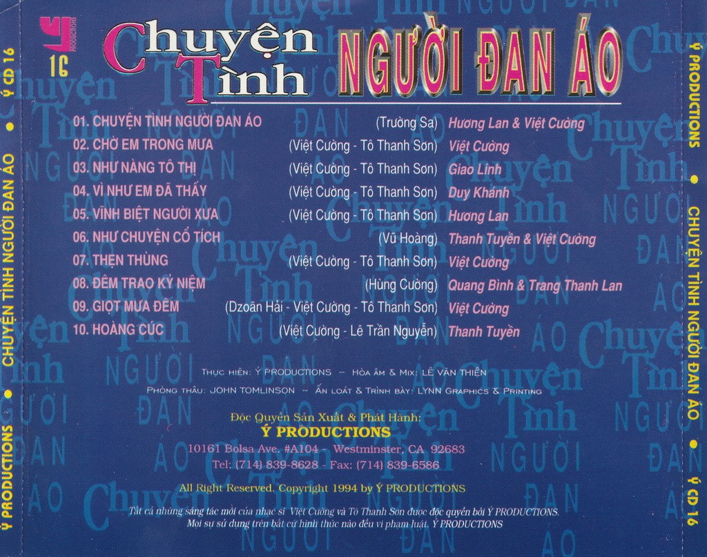 Ý Productions CD16 - Chuyện Tình Người Đan Áo