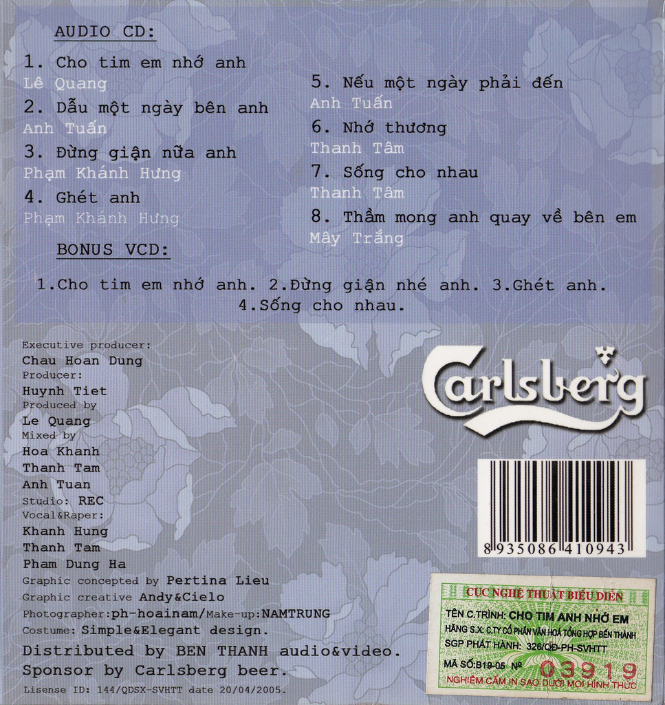Bến Thành CD - Mây Trắng Vol 3 - Cho Tim Em Nhớ Anh