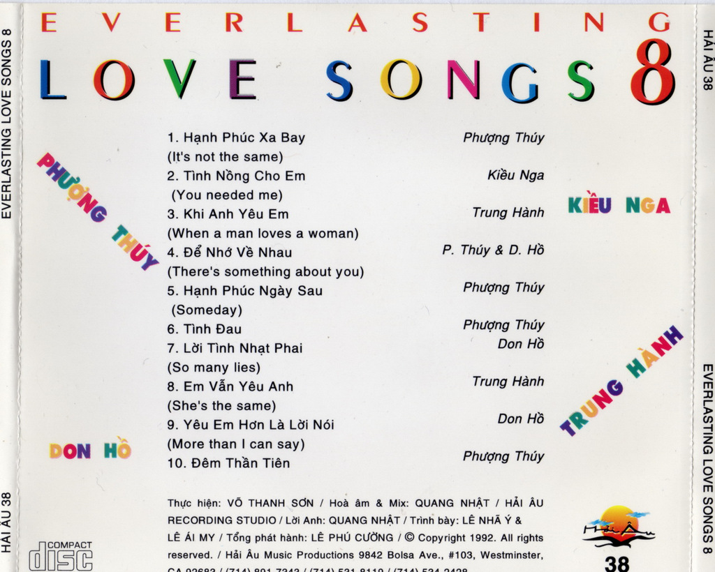 Hải Âu CD038 - EverLasting Love Songs 8