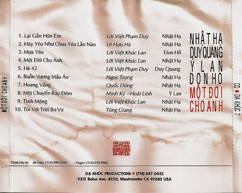 Dạ Khúc CD07 - Một Đời Cho Anh