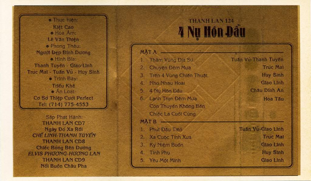 Tape Thanh Lan 124 - Bốn Nụ Hôn Đầu