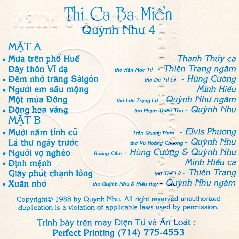 Tape Quỳnh Như 4 - Thi Ca 3 Miền