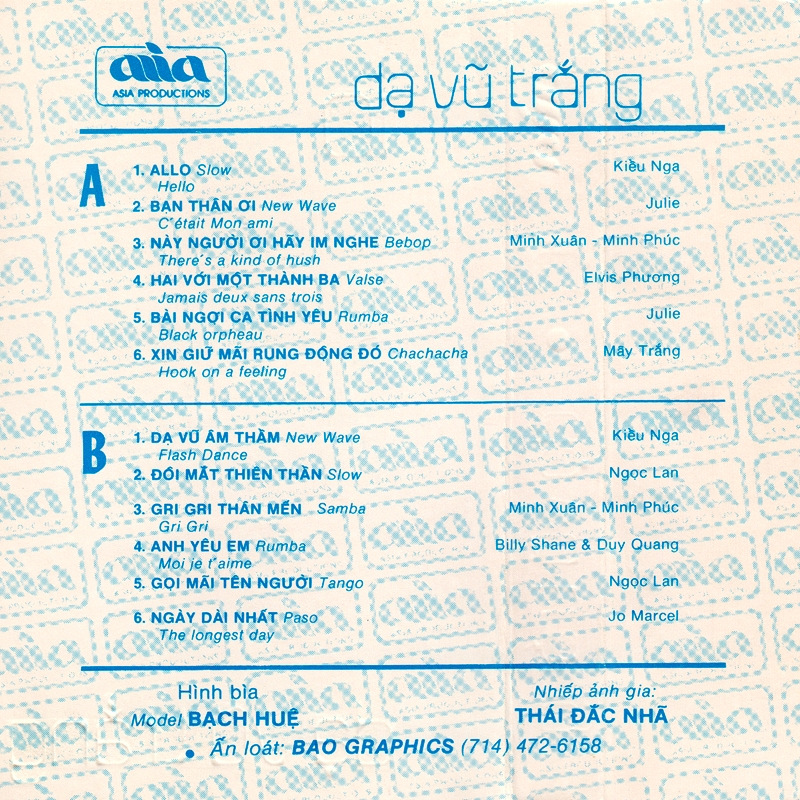 Tape Asia 10 - Dạ Vũ Trắng