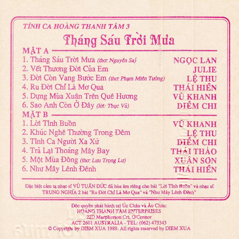 Tape Diễm Xưa 15 - Tháng Sáu Trời Mưa