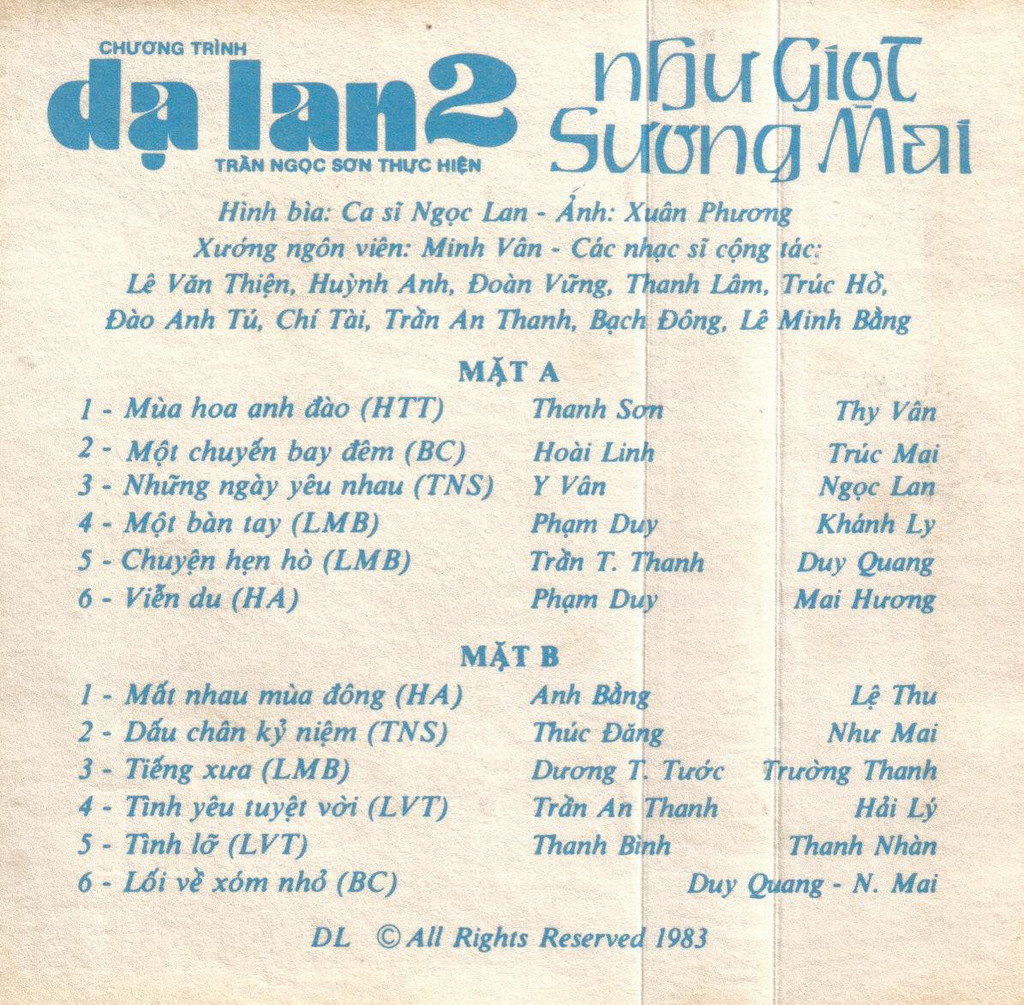 Tape Dạ Lan 2 - Như Giọt Sương Khuya