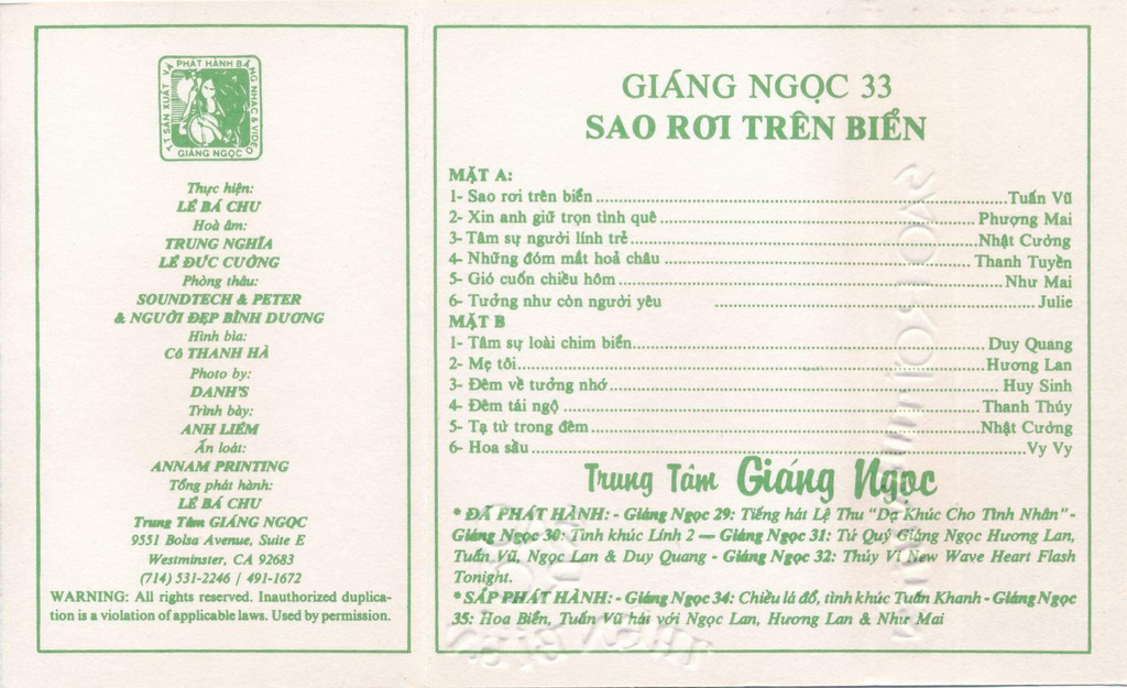 Tape Giáng Ngọc 033 - Sao Rơi Trên Biển