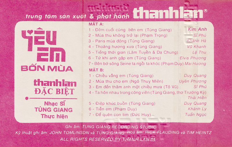 Tape Thanh Lan - Yêu Em Bốn Mùa