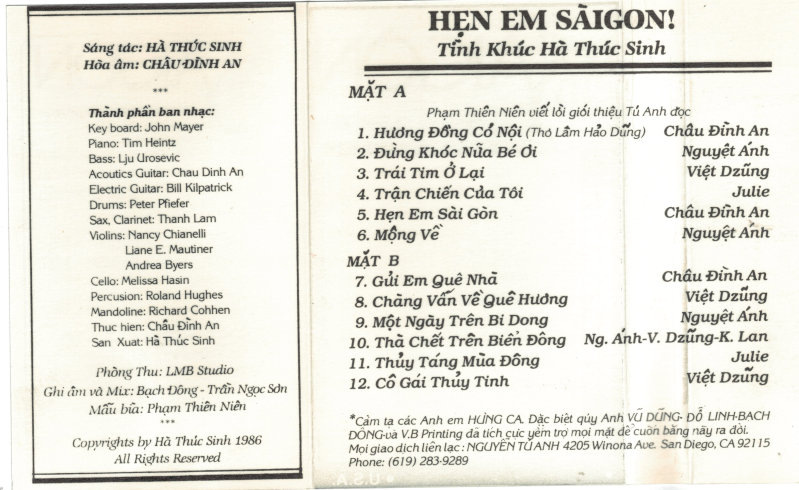 Tape Tình Khúc Hà Thúc Sinh - Hẹn Em Sài Gòn