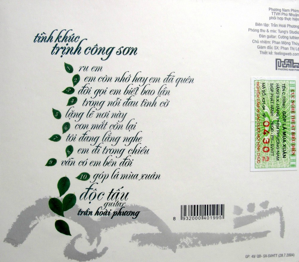 Phương Nam CD - Guitar Trần Hoài Phương - Tình Khúc Trịnh Công Sơn - Góp Lá Mùa Xuân