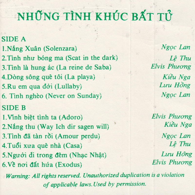 Tape Nắng Enterprises - Những Tình Khúc Bất Tử