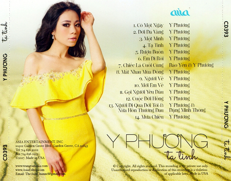 Asia CD393 - Y Phương - Tạ Tình