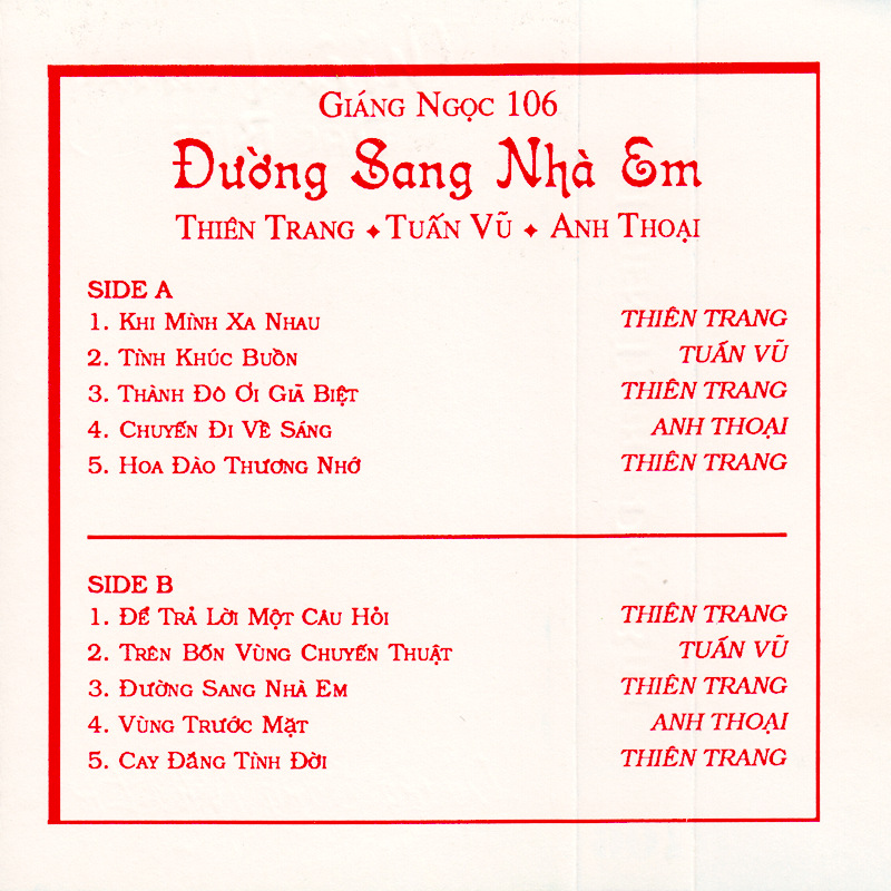 Tape Giáng Ngọc 106 - Đường Sang Nhà Em