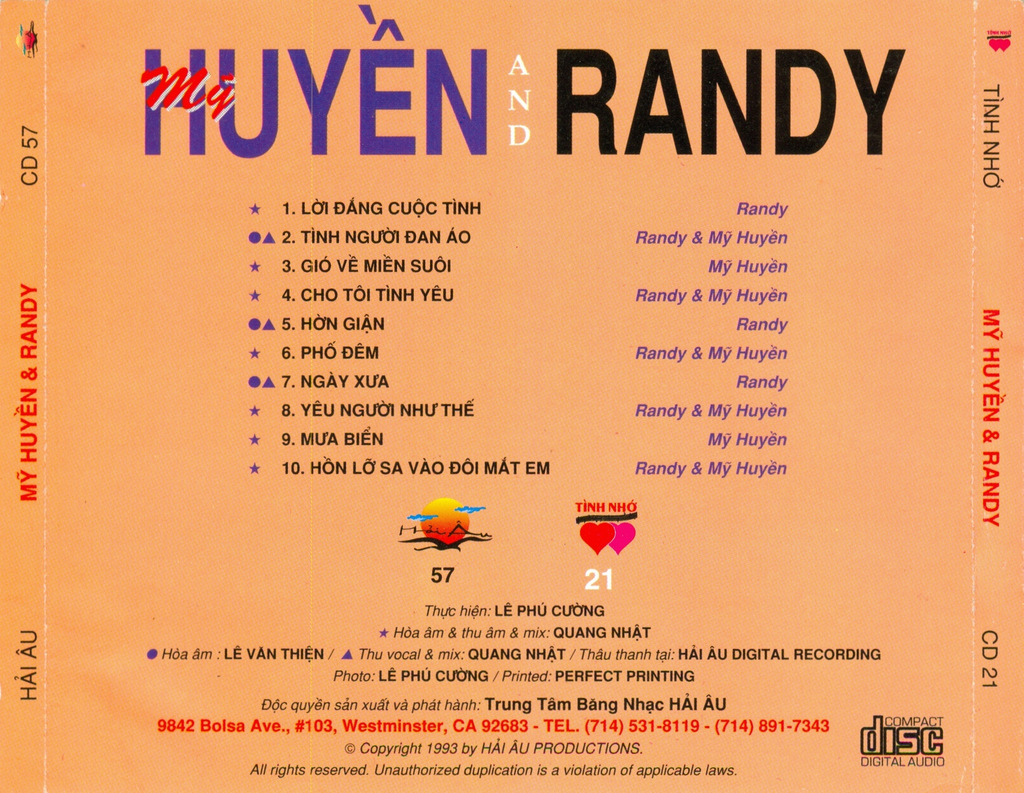 Hải Âu CD057 - Mỹ Huyền & Randy 1