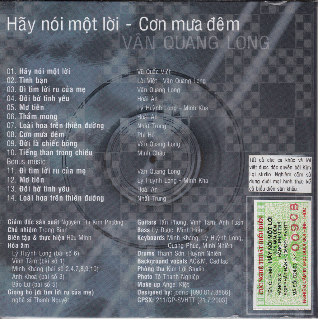 Kim Lợi CD - Hãy Nói Một Lời, Cơn Mưa Đêm - Vân Quang Long