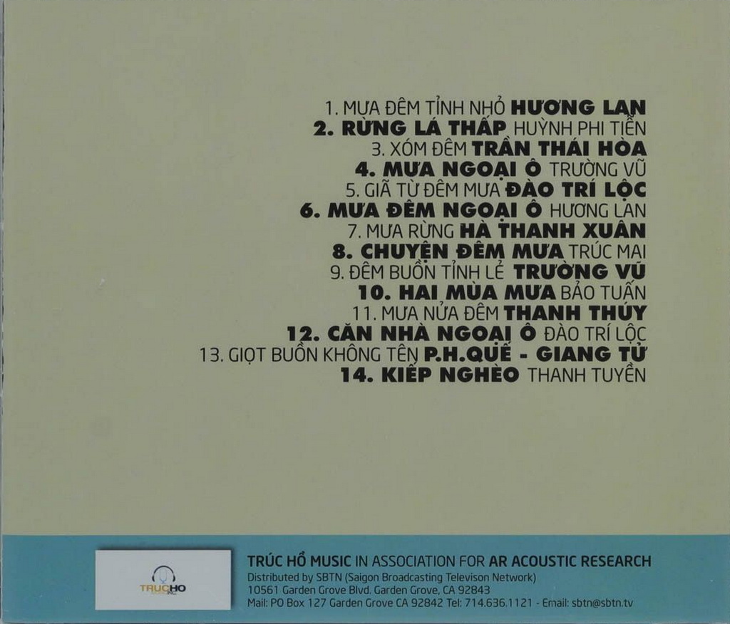 Trúc Hồ Music CD - Mưa Và Những Tuyệt Phẩm Bolero