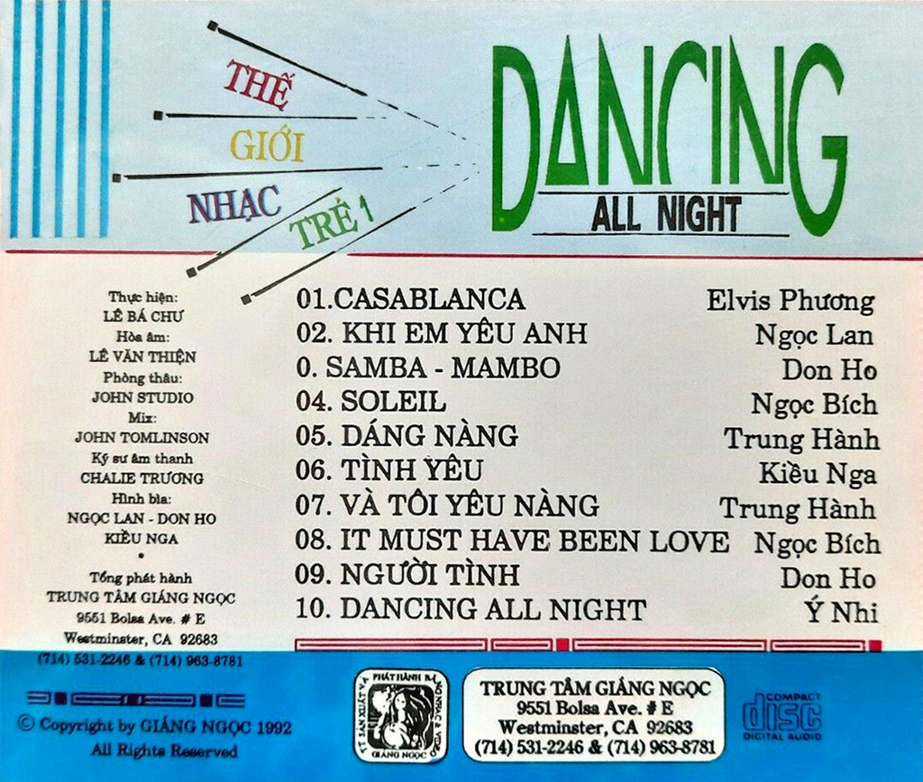 Giáng Ngọc CD - Dancing All Night - Thế Giới Nhạc Trẻ 1