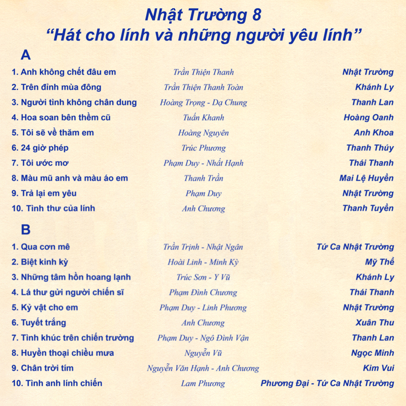 Tape Thanh Lan - Hát Cho Linh Và Những Người Yêu Lính - Nhật Trường