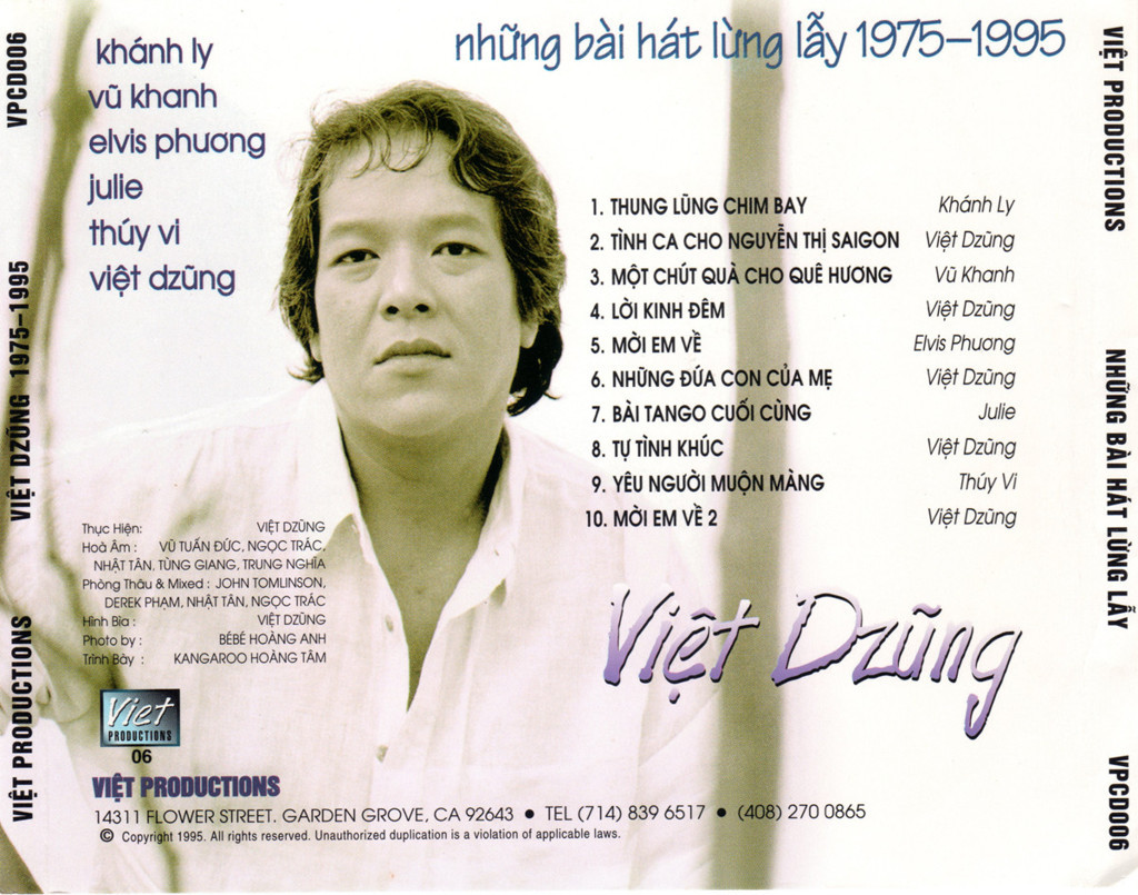 Việt CD006 - Những Bài Hát Lừng Lẫy (1975-1995) - Việt Dzũng