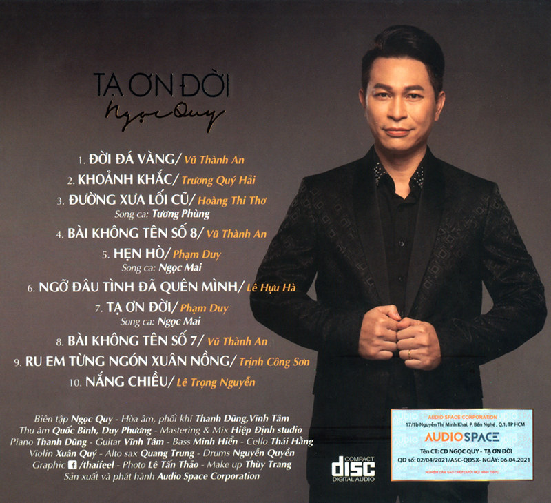 Audio Space CD - Tạ Ơn Đời - Ngọc Quy