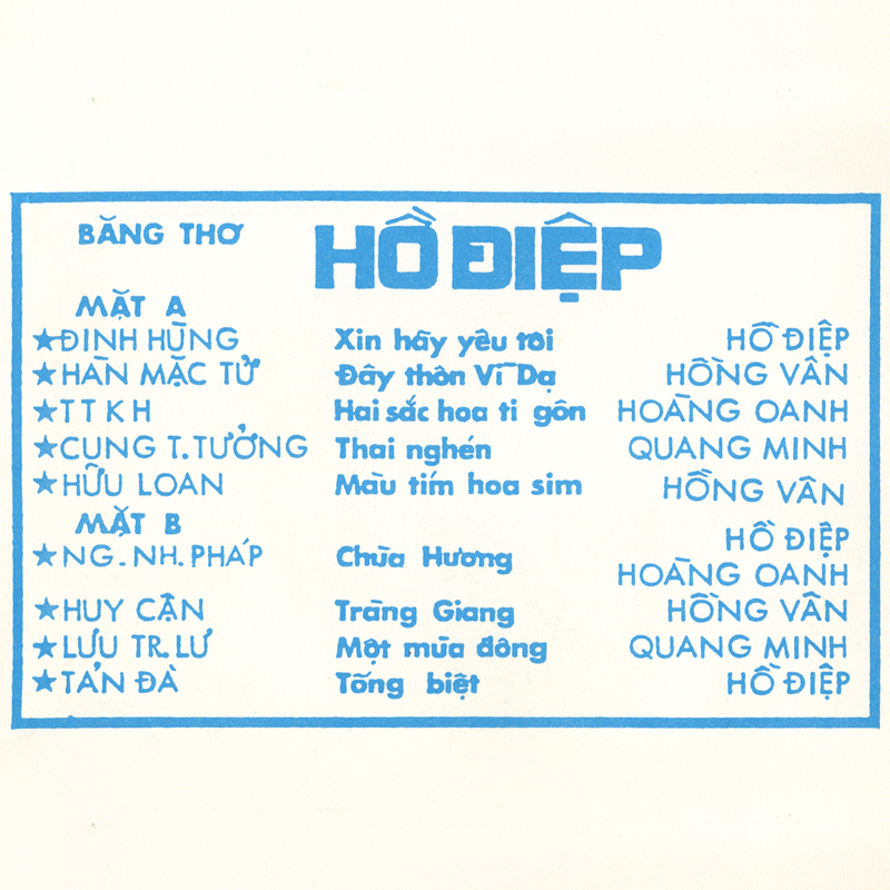 Tape Bốn Phương - Băng Thơ Hồ Điệp 1