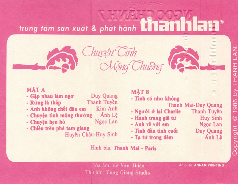 Tape Thanh Lan 60 - Chuyện Tình Mộng Thường