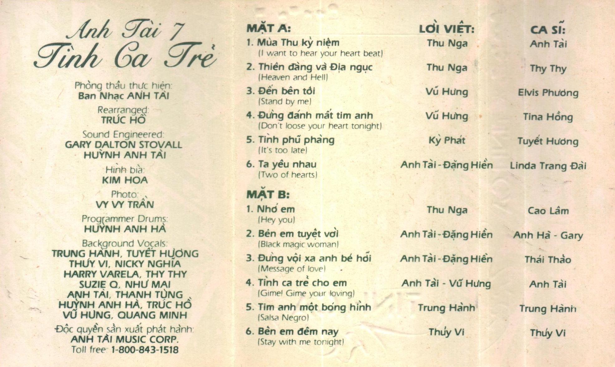 Tape Anh Tài 7 - Tình Ca Trẻ