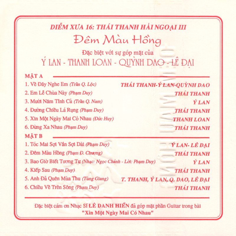 Tape Diễm Xưa 16 - Đêm Màu Hồng