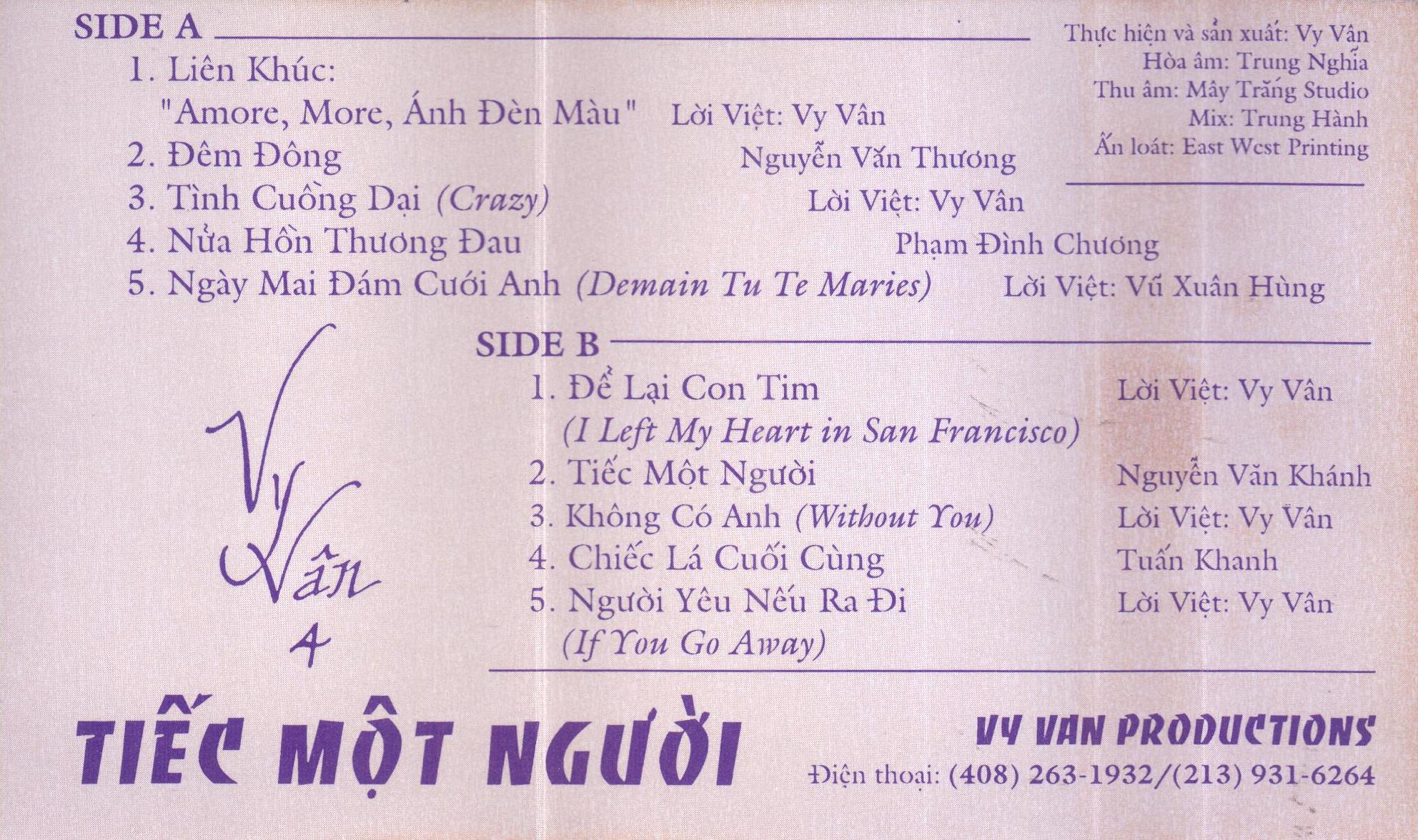 Tape Vy Vân 4 - Tiếc Một Người