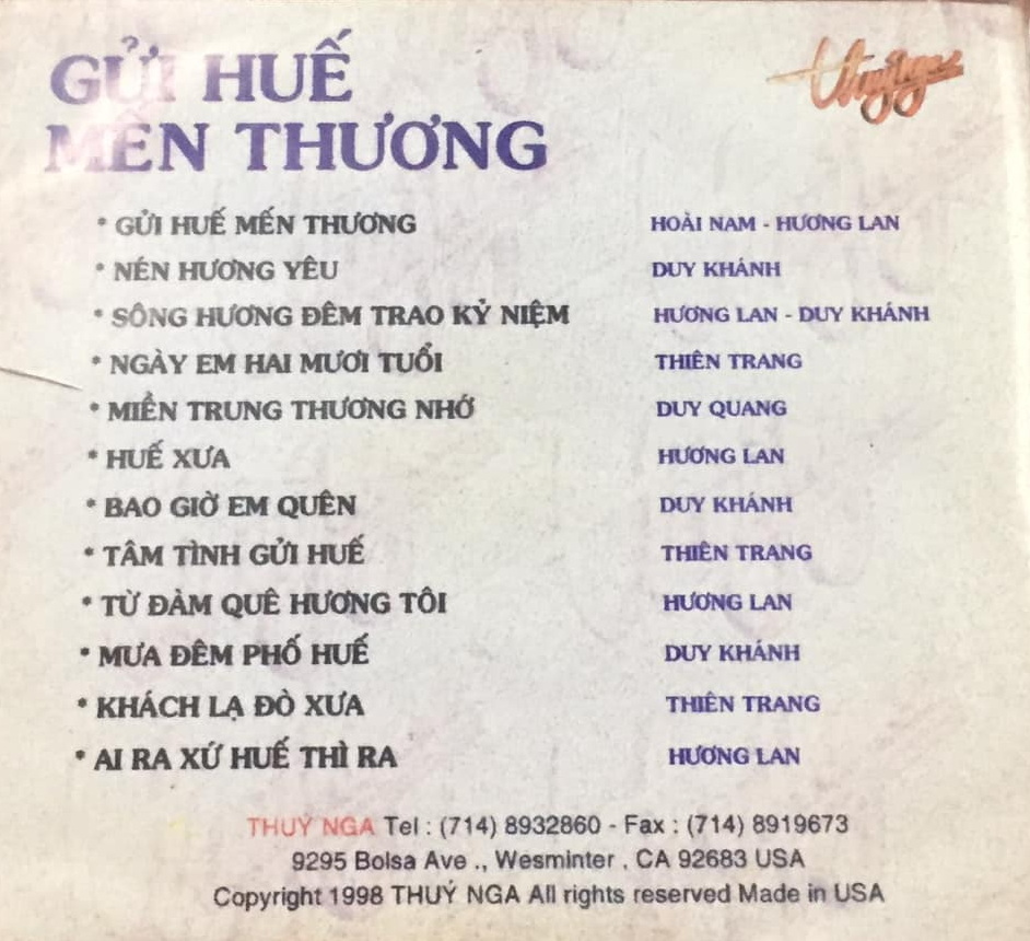 Thúy Nga CD - Gửi Huế Mến Thương