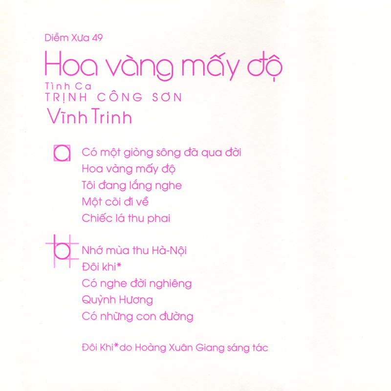 Tape Diễm Xưa 49 - Hoa Vàng Mấy Độ - Trịnh Vĩnh Trinh