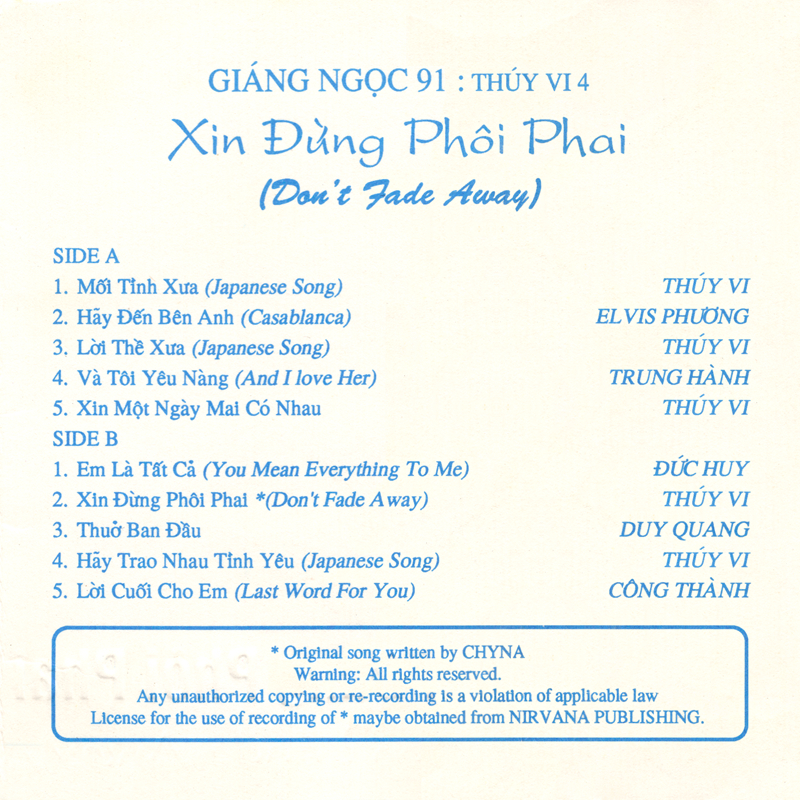 Tape Giáng Ngọc 91 - Xin Đừng Phôi Phai