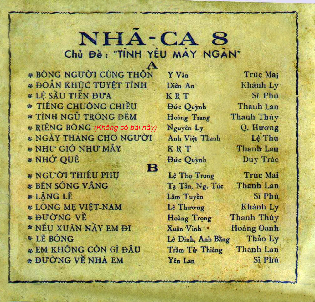 Tape Nhã Ca 8 - Tình Yêu Mây Ngàn