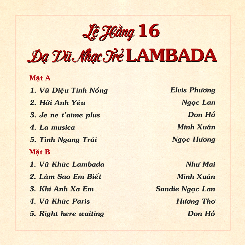 Tape Lệ Hằng 16 - Dạ Vũ Nhạc Trẻ Lambada