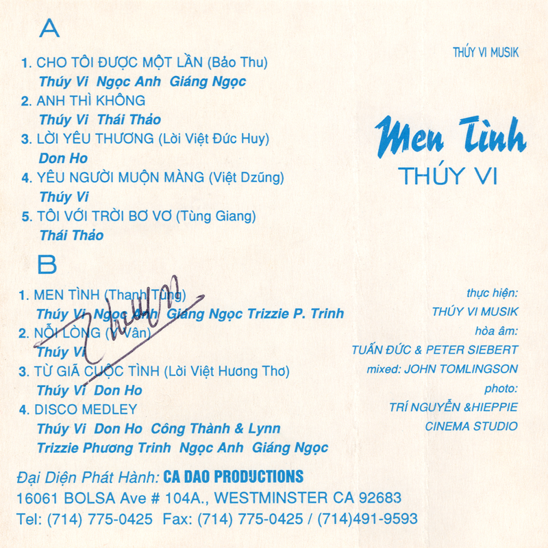 Tape Thúy Vi - Men Tình