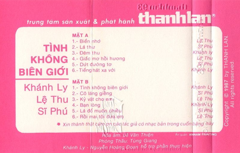 Tape Thanh Lan 93 - Tình Không Biên Giới