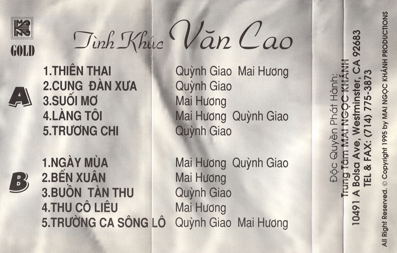 Tape Mai Ngọc Khánh - Tình Khúc Văn Cao - Mai Hương & Quỳnh Giao