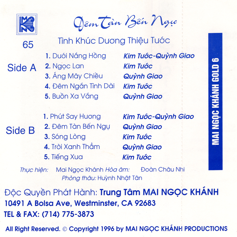 Tape Mai Ngọc Khánh 65 - Đêm Tàn Bến Ngự - Kim Tước & Quỳnh Giao