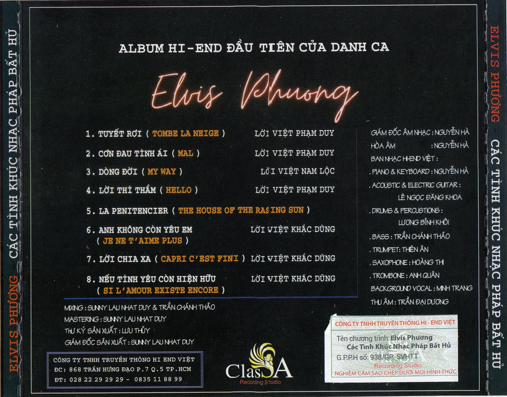 Class A Recording CD - Các Tình Khúc Nhạc Pháp Bất Hủ - Elvis Phương