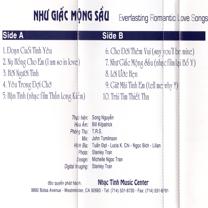Tape Nhạc Tình - Như Giấc Mộng Sầu
