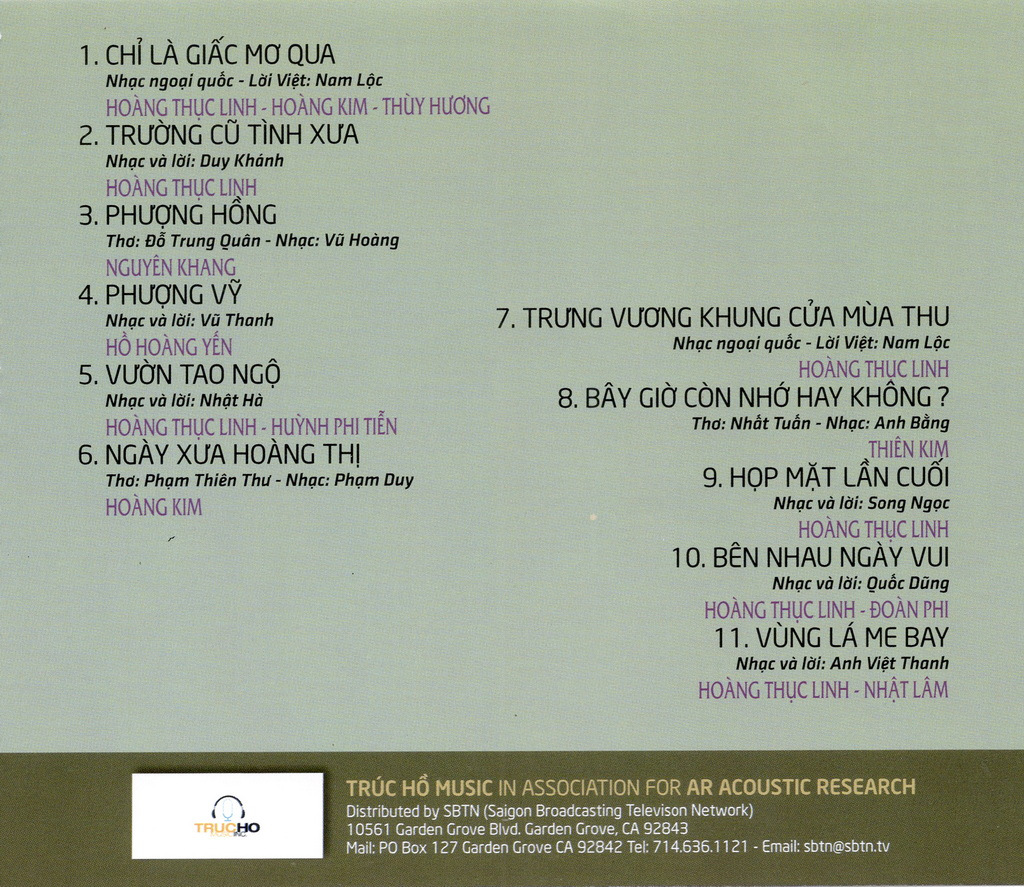 Trúc Hồ Music CD - Tuyệt Phẩm Bolero - Vườn Tao Ngộ
