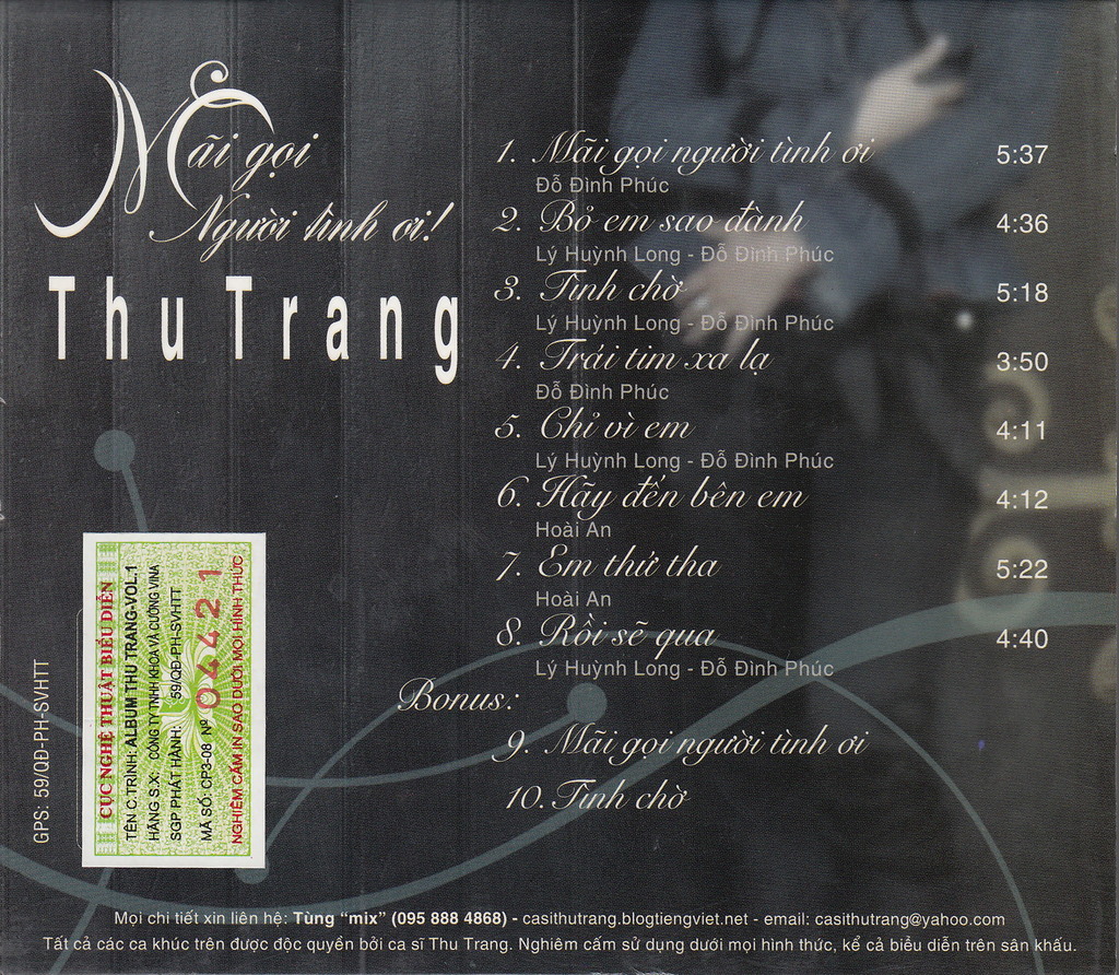Khoa & Cường Vina CD - Mãi Gọi Người Tình Ơi - Thu Trang