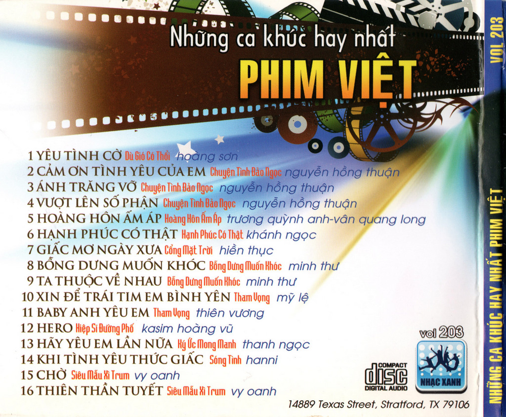 Nhạc Xanh CD203 - Những Ca Khúc Hay Nhất Phim Việt 1