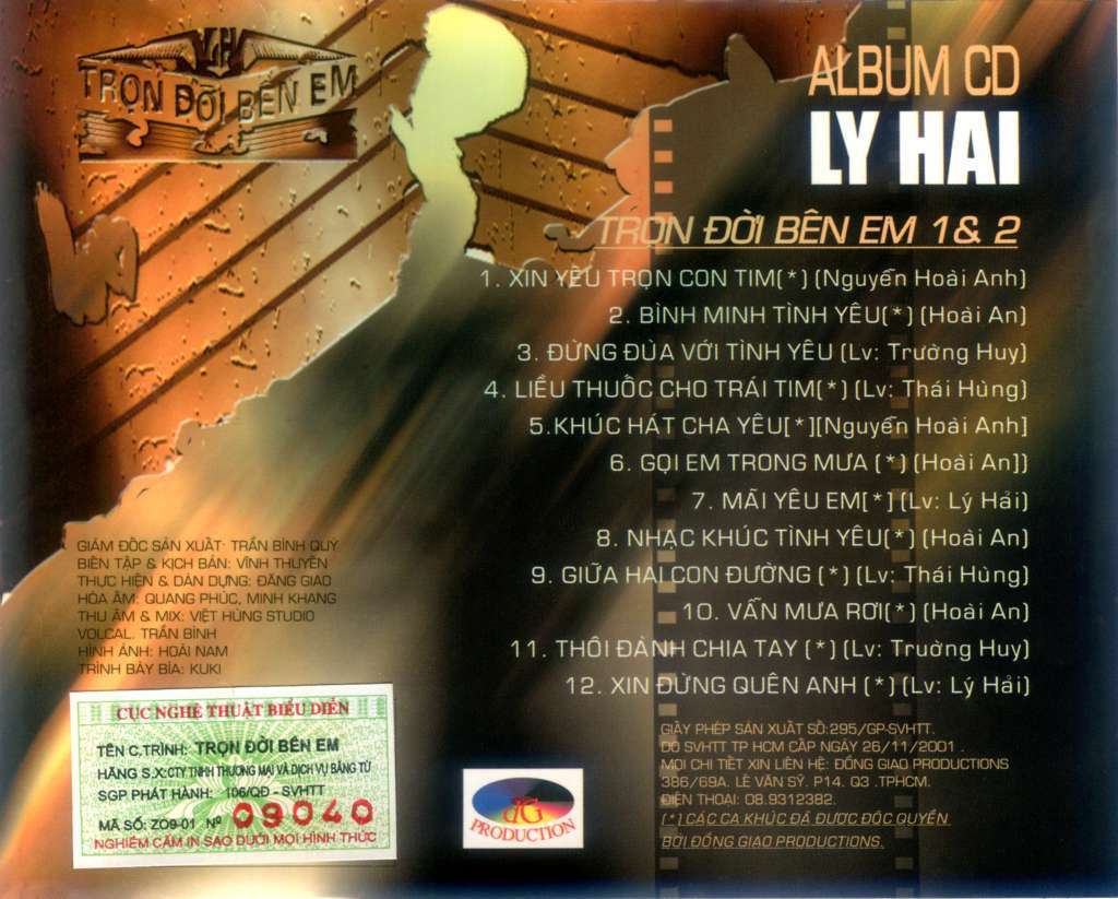 DG Productions CD - Trọn Đời Bên Em 1,2 - Lý Hải