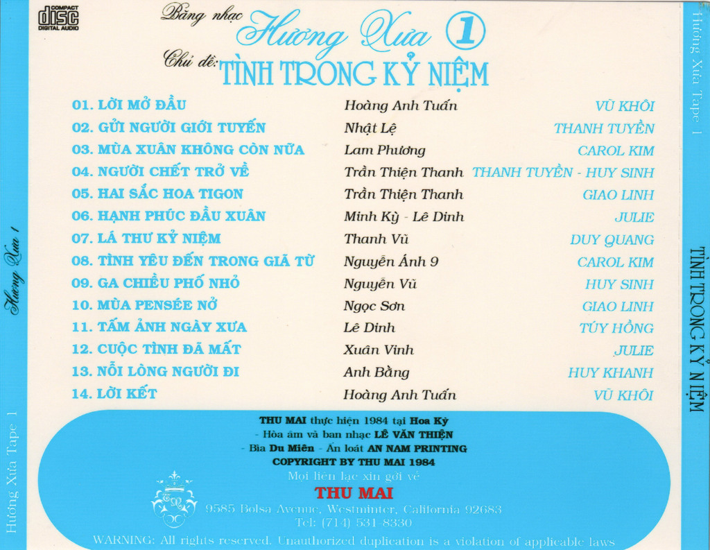 Tape Hương Xưa 1 - Tình Trong Kỷ Niệm