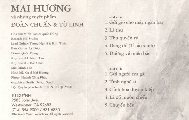Tape Tú Quỳnh 93 - Tuyệt Phẩm Đoàn Chuẩn & Tử Linh - Mai Hương