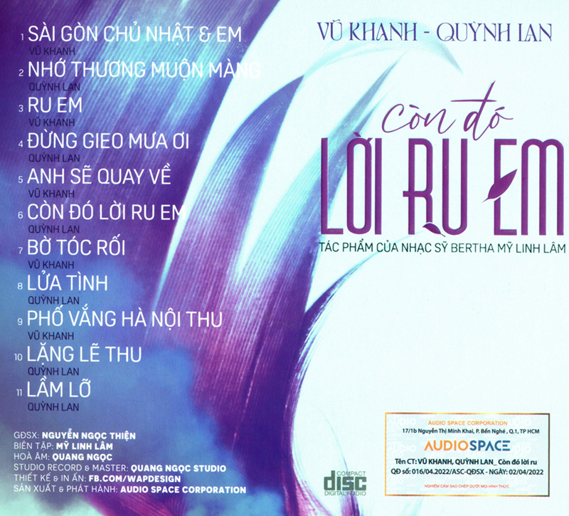 Audio Space CD - Còn Đó Lời Ru Em - Vũ Khanh & Quỳnh Lan