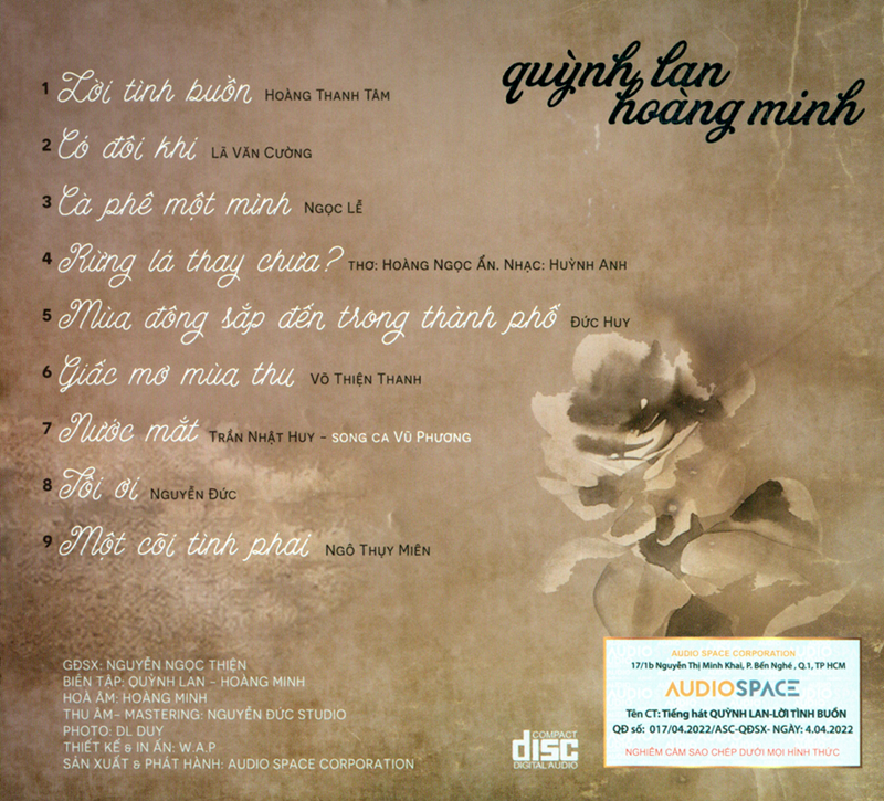 Audio Space CD - Lời Tình Buồn - Quỳnh Lan