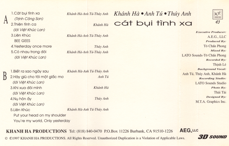 Tape Khánh Hà 43 - Cát Bụi Tình Xa