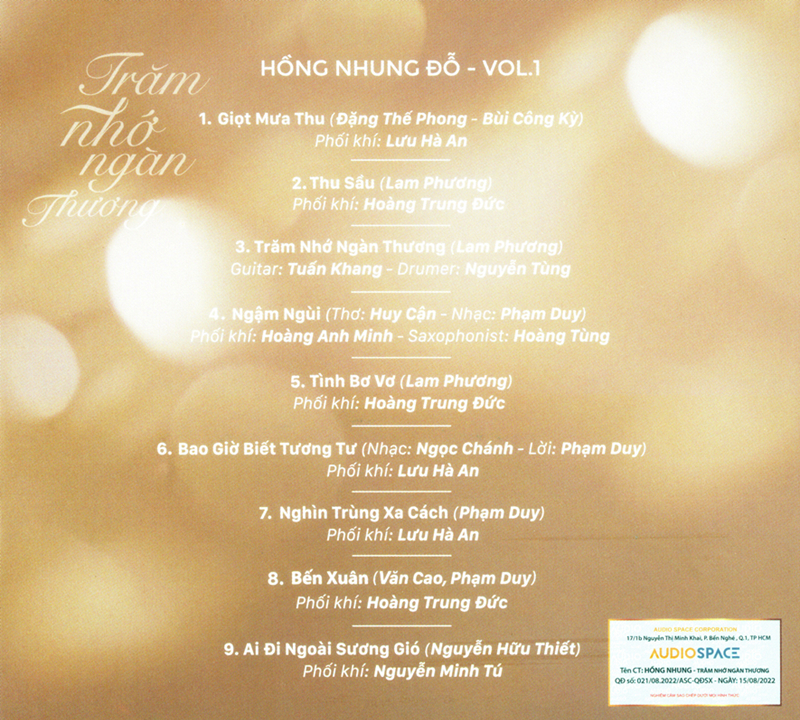 Audio Space CD - Trăm Nhớ Ngàn Thương - Hồng Nhung Đỗ